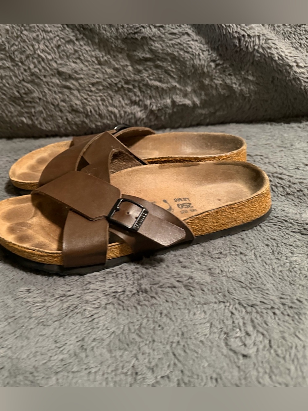 Birkenstock Women's Brown Cross-Strap Slide Sandals